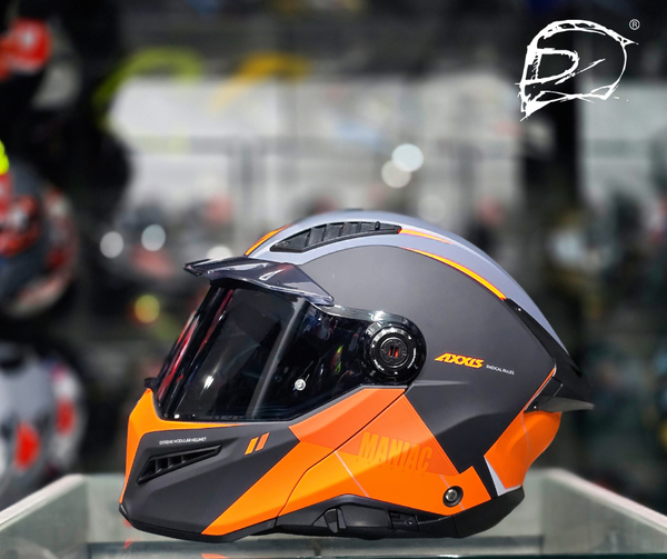 Casco Abatible Axxis Ghostfighter B4 Maniac Naranja Negro