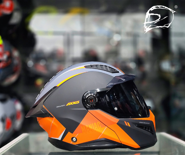 Casco Abatible Axxis Ghostfighter B4 Maniac Naranja Negro