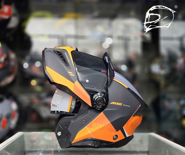 Casco Abatible Axxis Ghostfighter B4 Maniac Naranja Negro