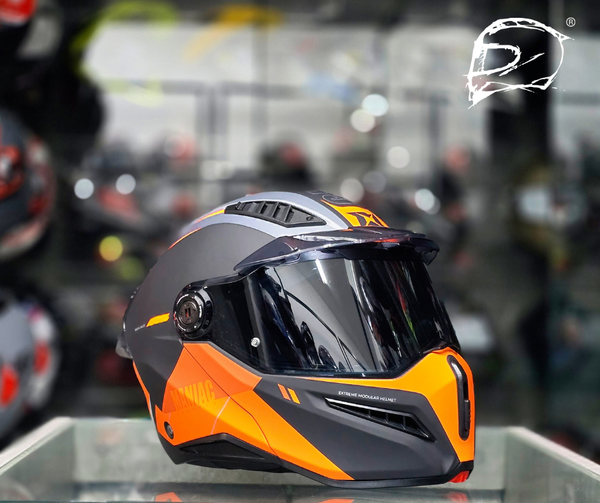 Casco Abatible Axxis Ghostfighter B4 Maniac Naranja Negro