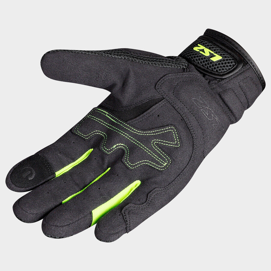 Guantes Ls2 Kubra Textil Negro Amarillo Fluo