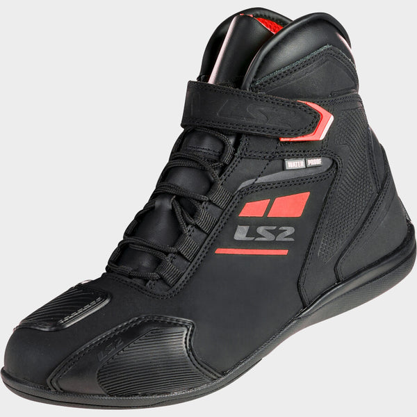 BOTAS LS2  GARRA IMPERMEABLE NEGRO ROJO