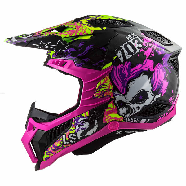 Casco Cross Ls2 X-Force Fireskull Violeta Mx703