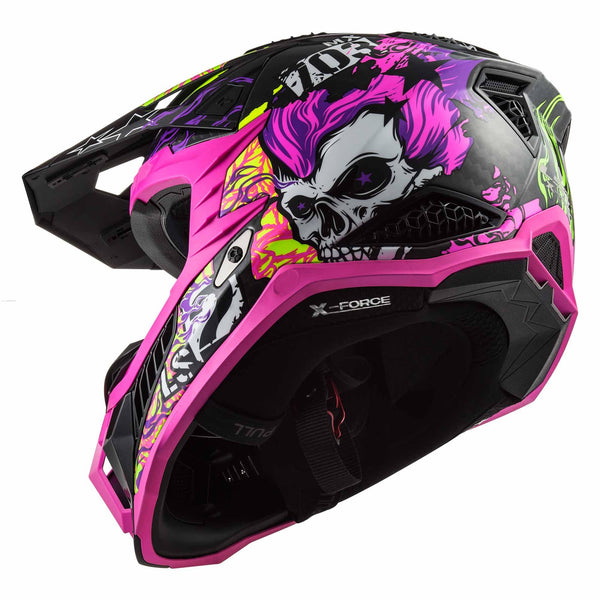Casco Cross Ls2 X-Force Fireskull Violeta Mx703