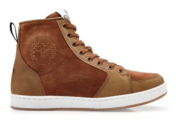 Tenis para moto urbano café de Piel Unisex con protecciones Atacama Borgo