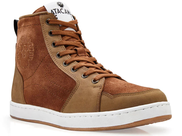 Tenis para moto urbano café de Piel Unisex con protecciones Atacama Borgo