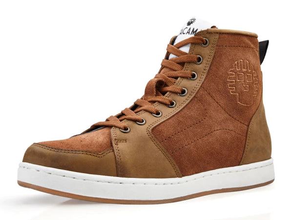 Tenis para moto urbano café de Piel Unisex con protecciones Atacama Borgo