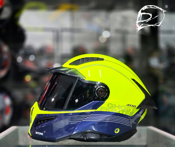 Casco Abatible Axxis Ghostfighter Bitone C3 Amarillo Azul