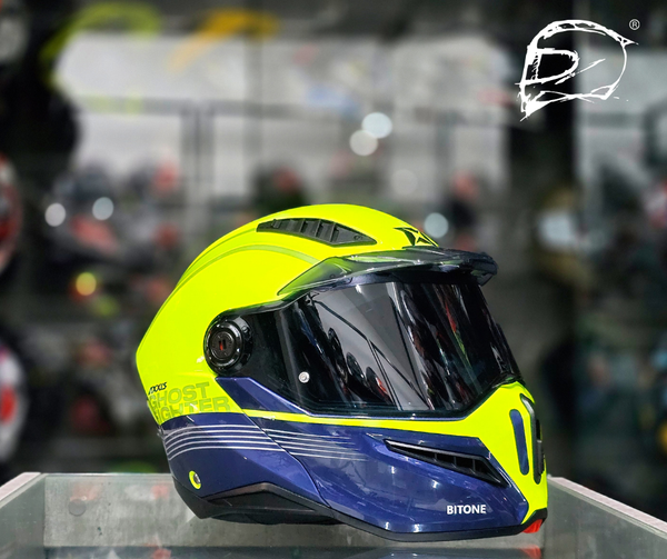 Casco Abatible Axxis Ghostfighter Bitone C3 Amarillo Azul