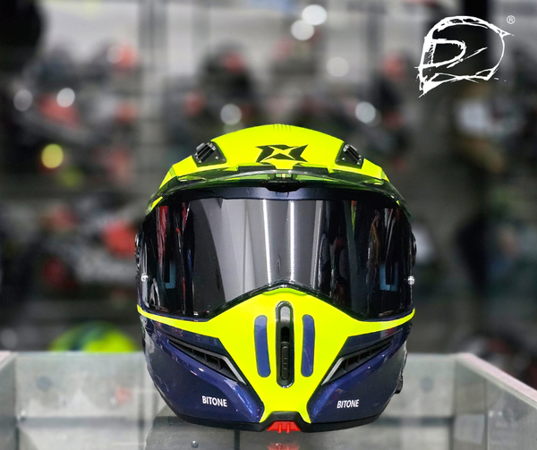 Casco Abatible Axxis Ghostfighter Bitone C3 Amarillo Azul