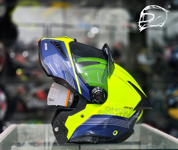 Casco Abatible Axxis Ghostfighter Bitone C3 Amarillo Azul