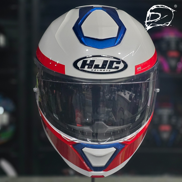 CASCO ABATIBLE HJC I91 BINA MC21 BLANCO AZUL ROJO