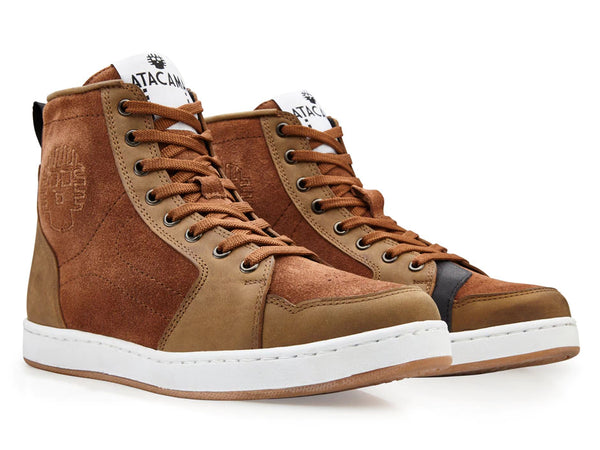 Tenis para moto urbano café de Piel Unisex con protecciones Atacama Borgo