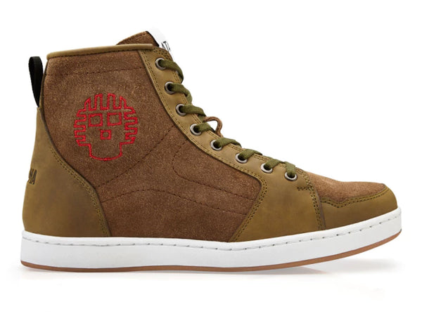 Tenis para moto urbano olivo de Piel Unisex con protecciones Atacama Fermin Gamuza