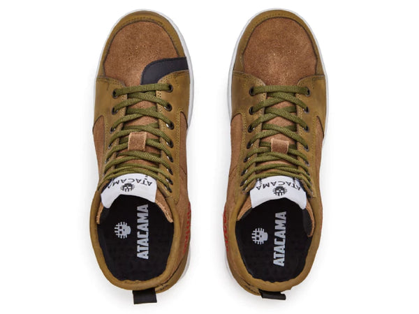Tenis para moto urbano olivo de Piel Unisex con protecciones Atacama Fermin Gamuza