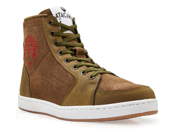Tenis para moto urbano olivo de Piel Unisex con protecciones Atacama Fermin Gamuza