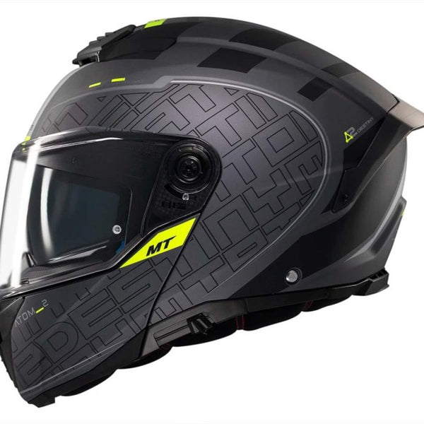 Casco Abatible Mt Atom 2 Sv Destiny C2 Gris Negro Amarillo Mate