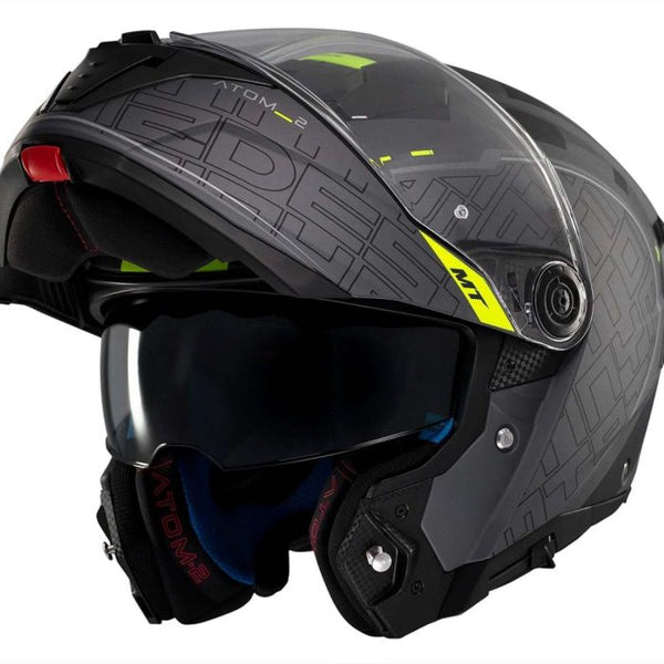 Casco Abatible Mt Atom 2 Sv Destiny C2 Gris Negro Amarillo Mate