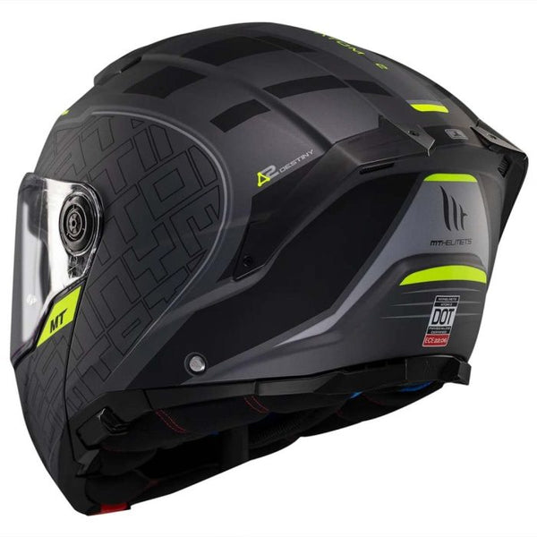 Casco Abatible Mt Atom 2 Sv Destiny C2 Gris Negro Amarillo Mate