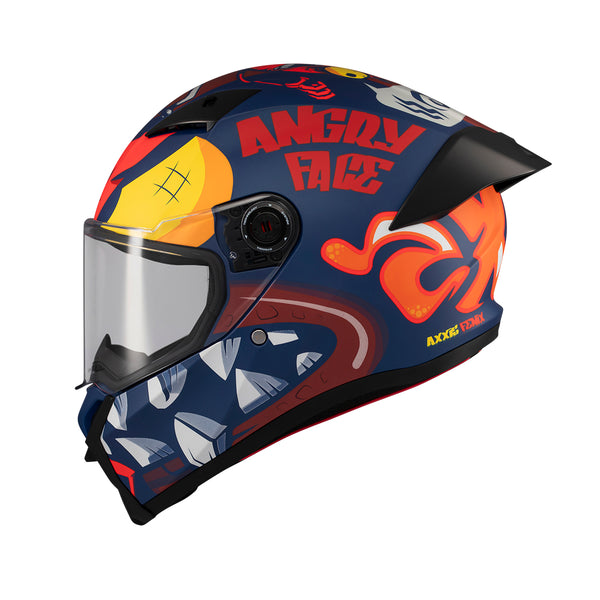 Casco Integral Axxis Fenix Angry Face C5 Azul Rojo Mate