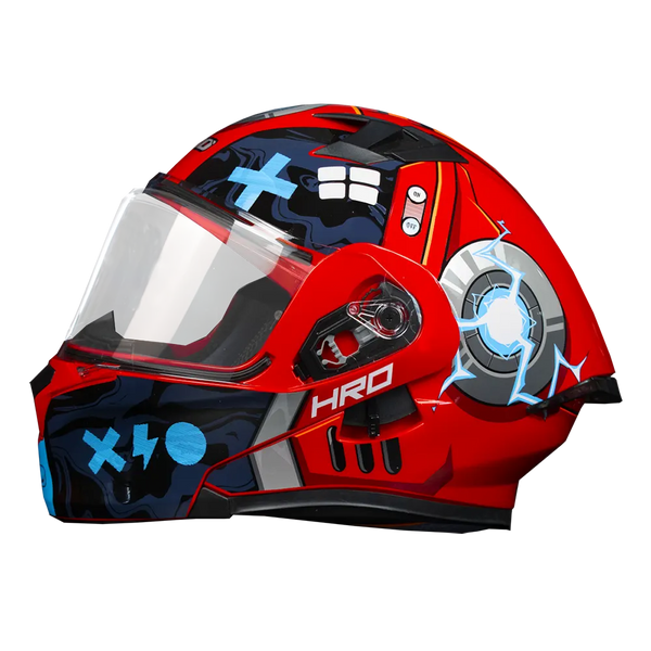 Casco Abatible Hro 3420 Dv Bot Rojo Azul