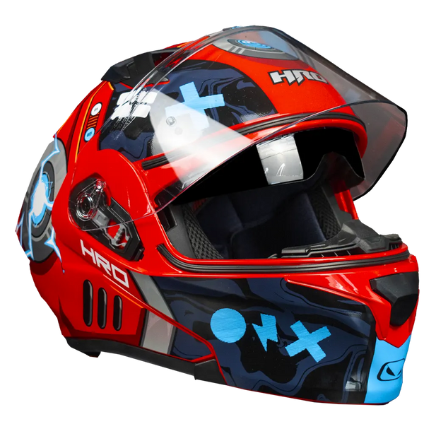 Casco Abatible Hro 3420 Dv Bot Rojo Azul