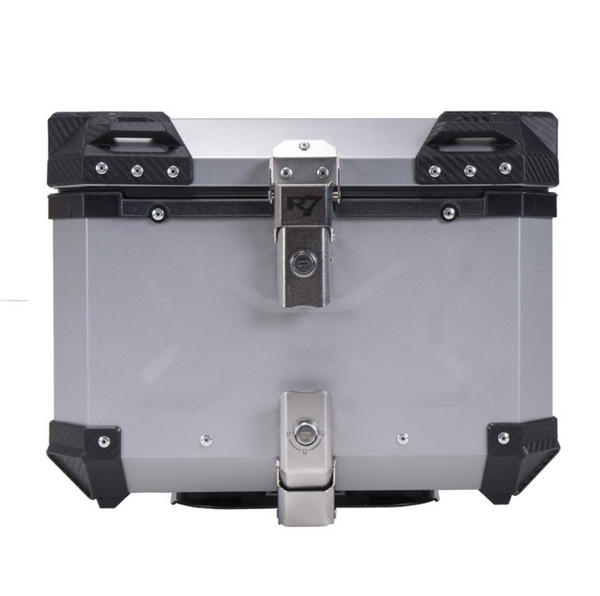 BAUL TRASERO MOTOCICLETA R7 ALUMINIO PLATA 45 LTS