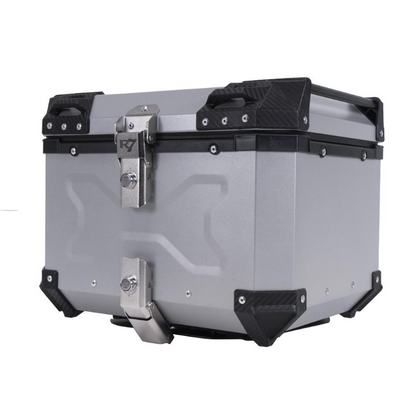 BAUL TRASERO MOTOCICLETA R7 ALUMINIO PLATA 45 LTS
