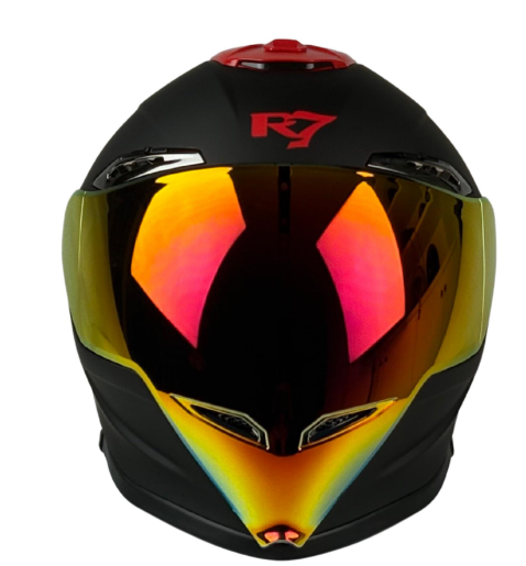 Casco Integral R7 Racing Arrow Negro Mate Big Spoiler Rojo