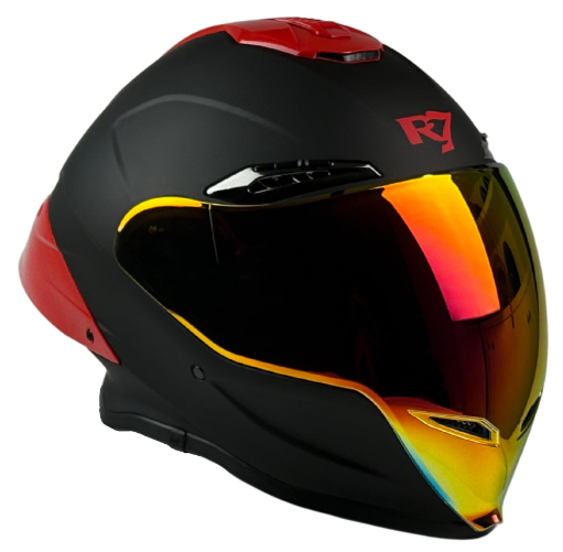Casco Integral R7 Racing Arrow Negro Mate Big Spoiler Rojo