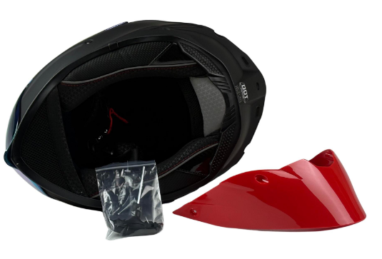 Casco Integral R7 Racing Arrow Negro Mate Big Spoiler Rojo
