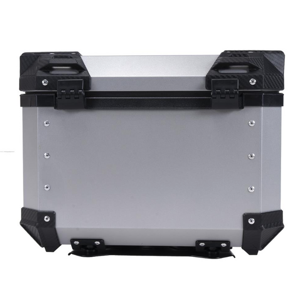 BAUL TRASERO MOTOCICLETA R7 ALUMINIO PLATA 45 LTS