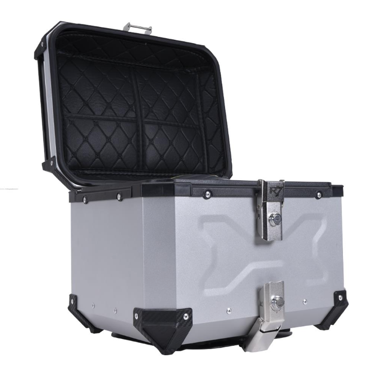 BAUL TRASERO MOTOCICLETA R7 ALUMINIO PLATA 45 LTS