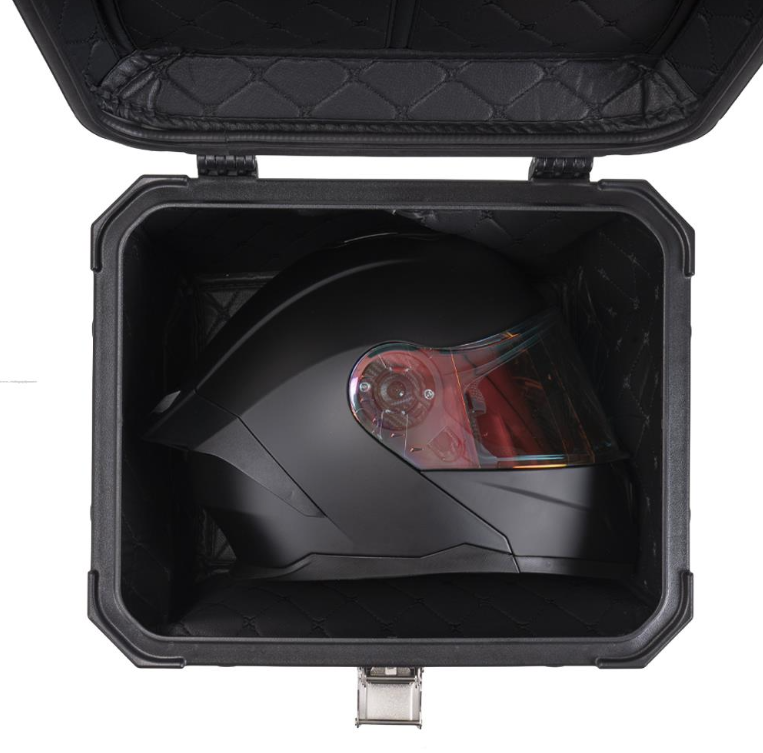 BAUL TRASERO MOTOCICLETA R7 ALUMINIO PLATA 45 LTS
