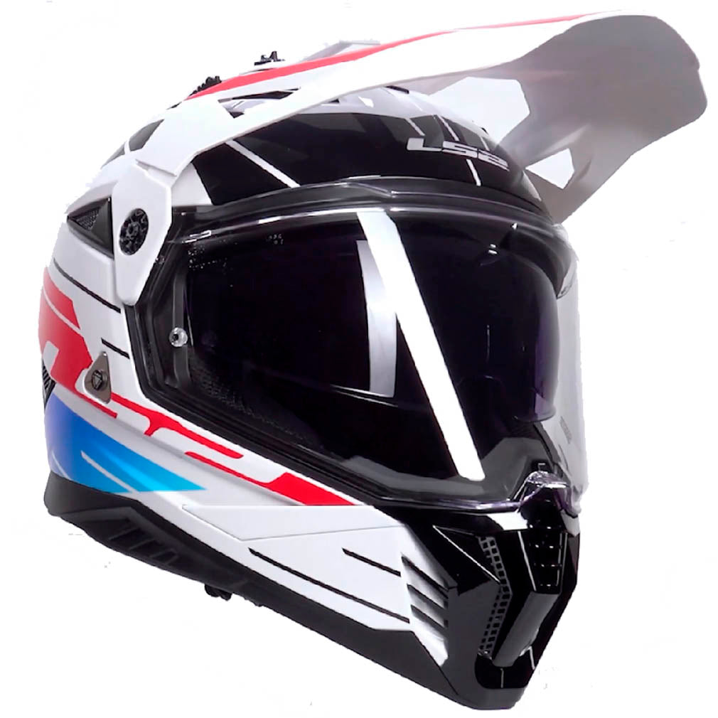 Casco LS2 Crosss City  Pioneer II Namib Blanco Rojo MX702