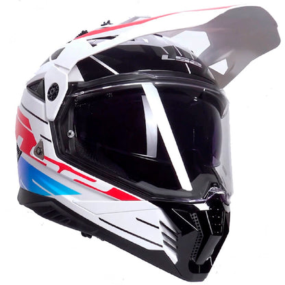 Casco LS2 Crosss City  Pioneer II Namib Blanco Rojo MX702