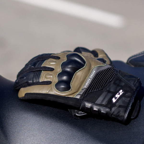 Guantes Ls2 Octane Negro Cafe Piel