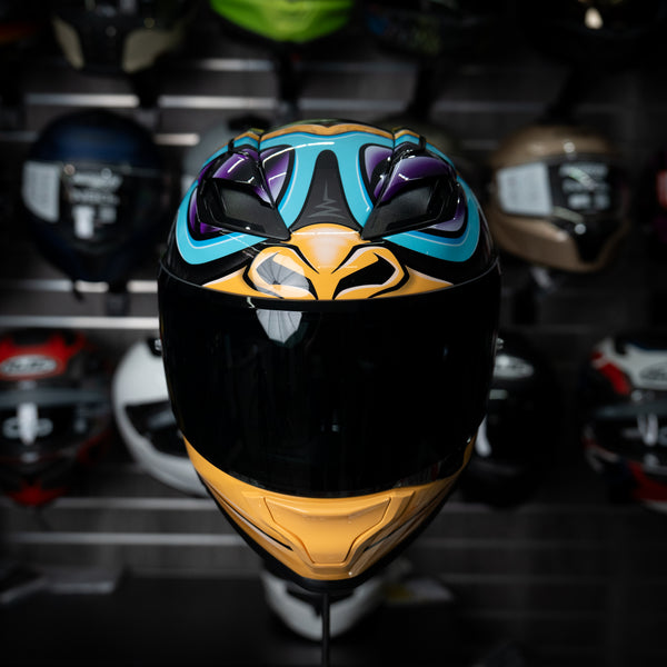 Casco Hjc Monkey Dj F71 Brillante Mc23 Fibra Compuesta