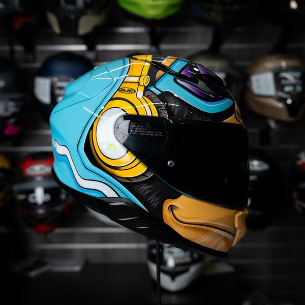 Casco Hjc Monkey Dj F71 Brillante Mc23 Fibra Compuesta