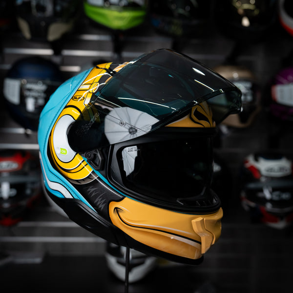 Casco Hjc Monkey Dj F71 Brillante Mc23 Fibra Compuesta