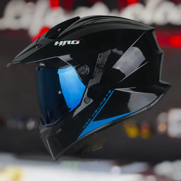 Casco Doble Proposito Hro Mx340dv Negro Brillo Gafas Dot Ntc