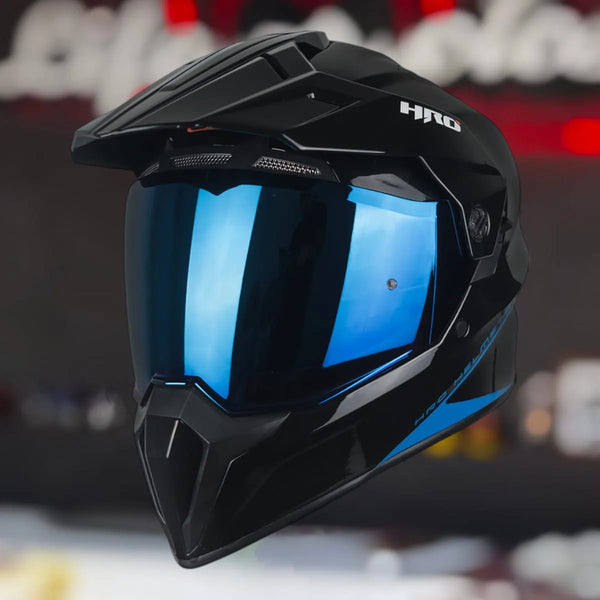 Casco Doble Proposito Hro Mx340dv Negro Brillo Gafas Dot Ntc