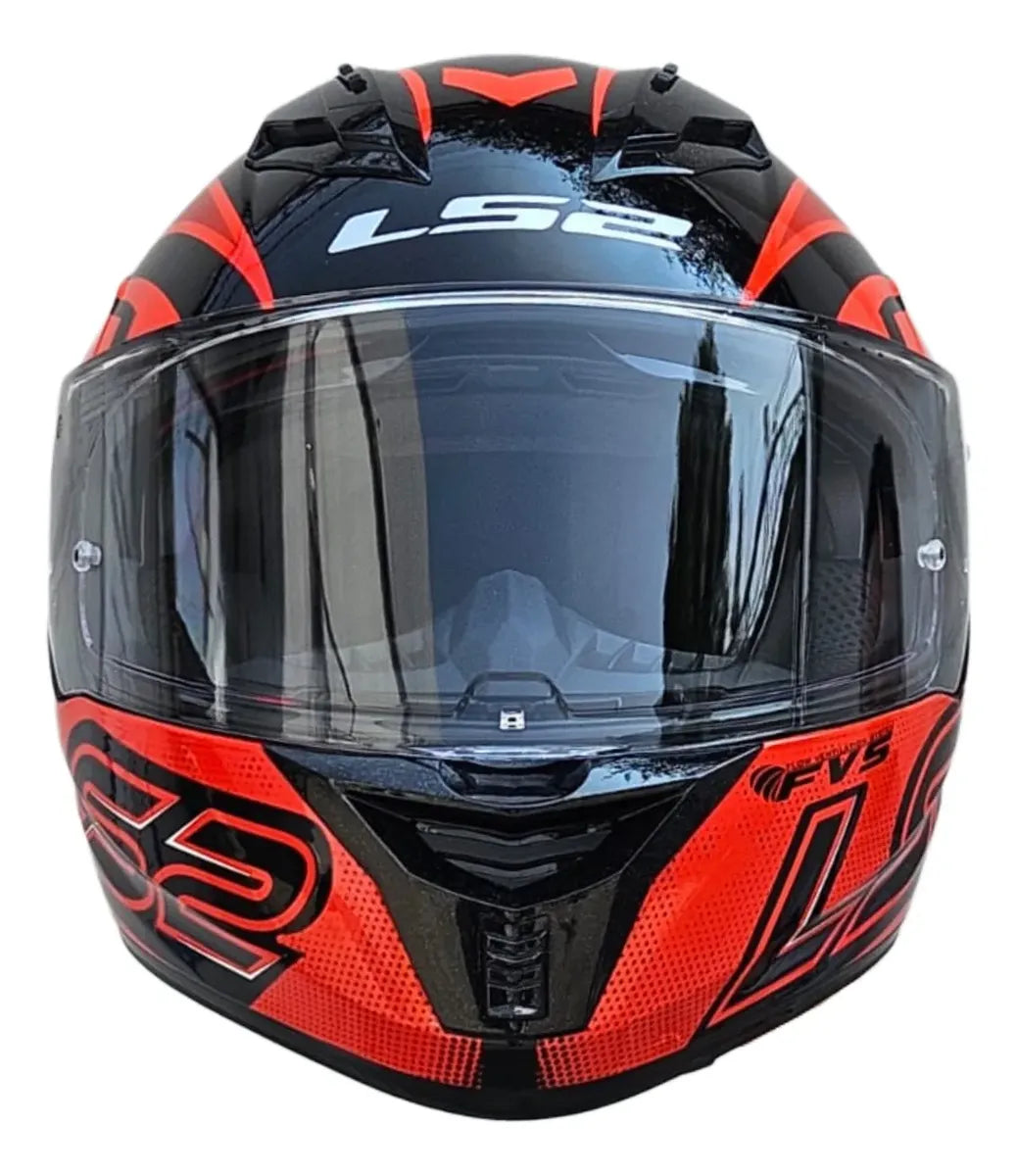 Casco Integral LS2 Con Intercomunicador integrado Y Led Fusion Rojo Negro Mate FF806