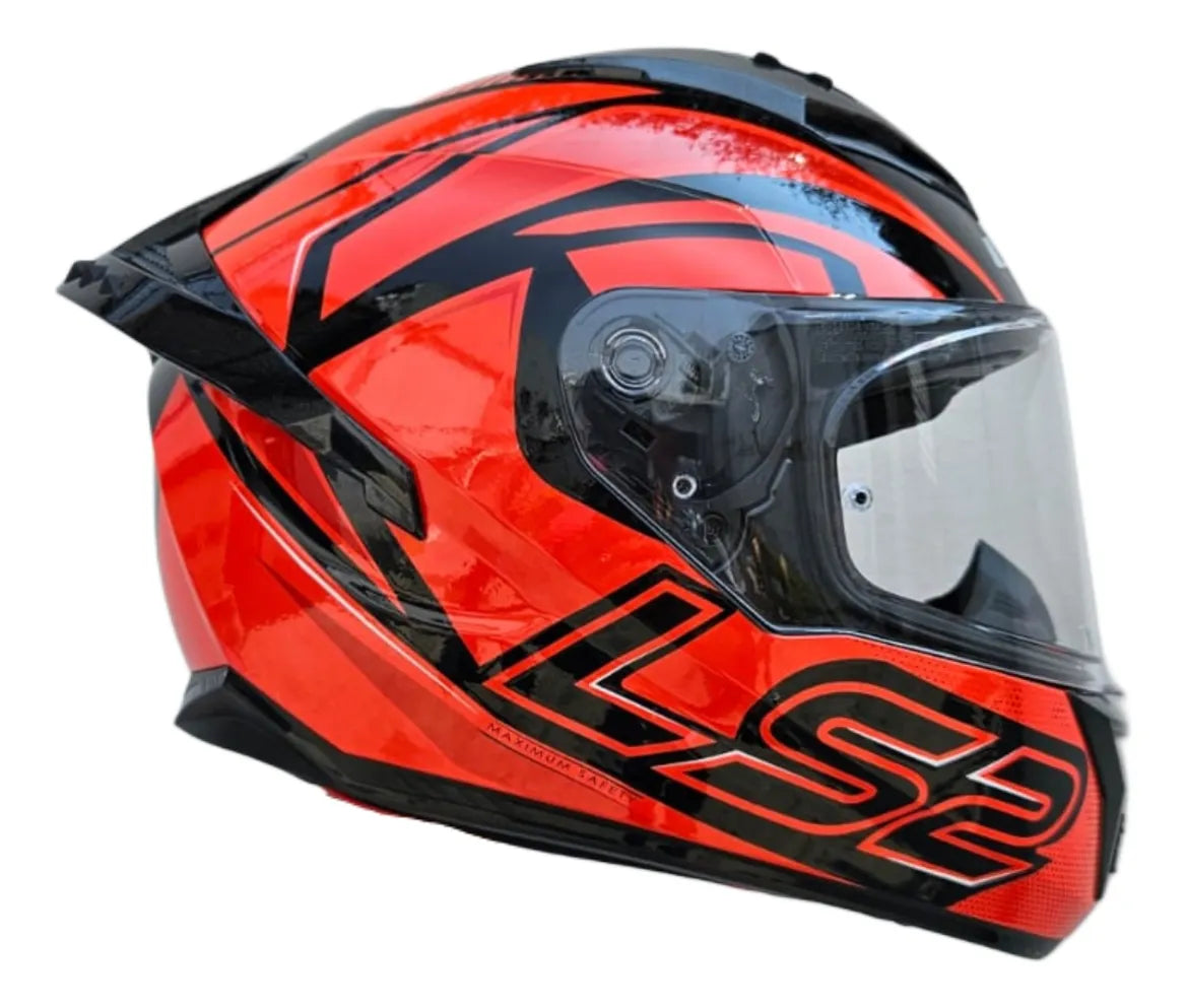 Casco Integral LS2 Con Intercomunicador integrado Y Led Fusion Rojo Negro Mate FF806
