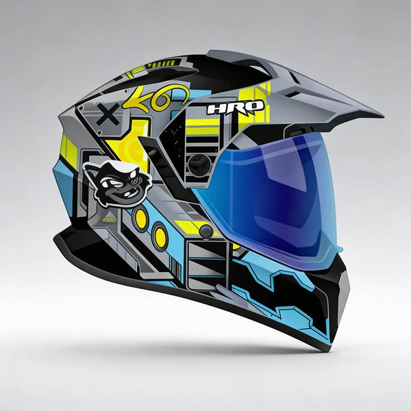 Casco Hro Mx340 Dv Cybok Gris /azul Brillo Visor Azul