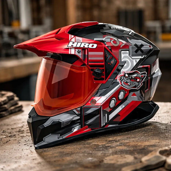 Casco Hro Casco Mx340 Dv Cybok Gris/rojo Brillo Visor Rojo