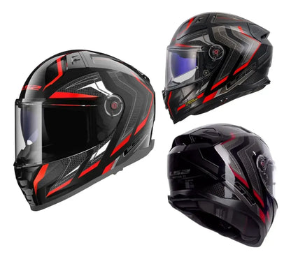 Casco Ls2 Vector II C Alizer Azul Negro Rojo Brillo FF811