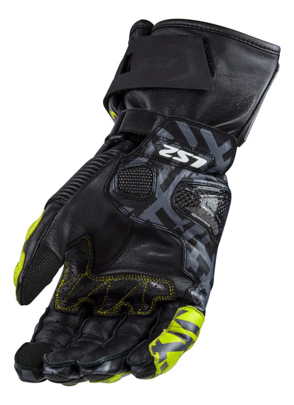 Guantes Ls2 Feng Piel Negro Amarillo Fluo