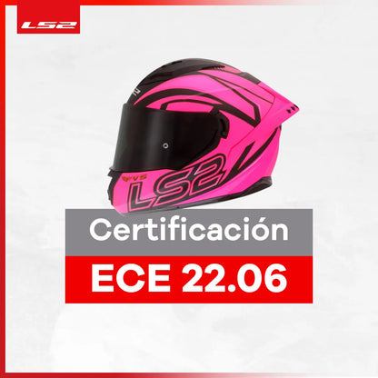 Casco Integral LS2 Con Intercomunicador integrado Y Led Fusion Rosa Negro Mate FF806