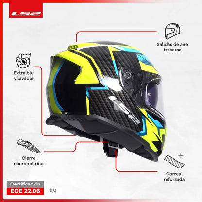 Casco Integral Ls2 Storm II Tracker Negro Amarillo FF800